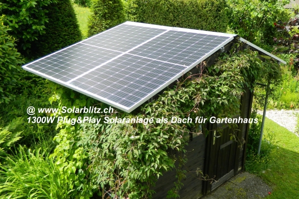 1600W (600W) Plug&Play Solaranlage legal! Für Gartenhaus inkl.  Moduloptimierer für unterschiedliche Ausrichtung – Solarblitz Switzerland  Photovoltaikanlagen